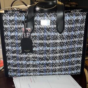 Kate Spade Manhattan Plaid Tweed Large Tote